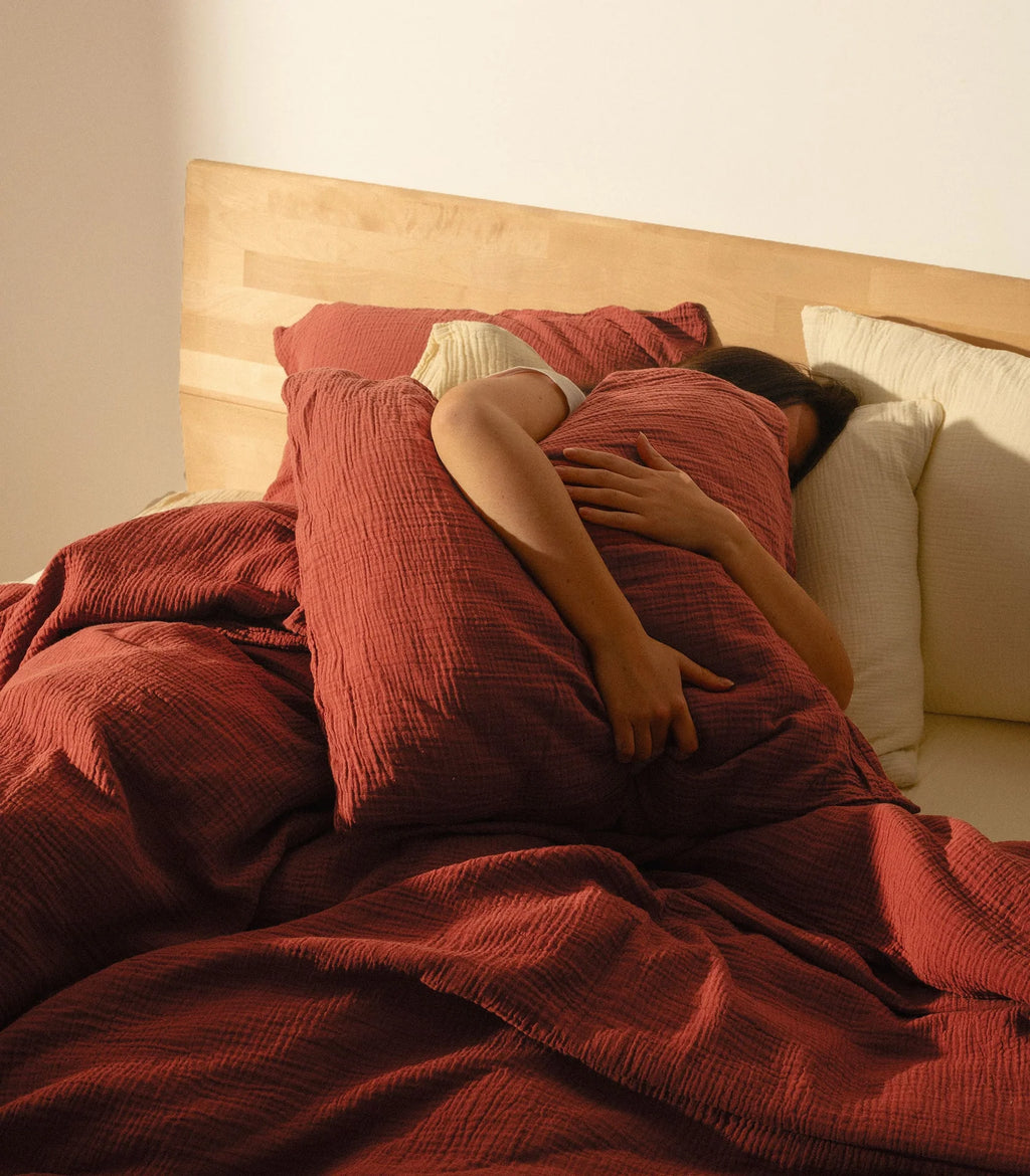 Taies d'oreiller en gaze de coton Rouge