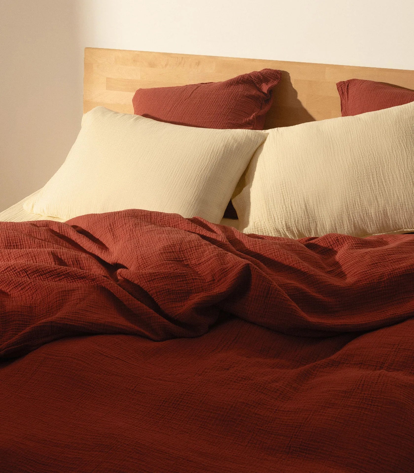 Taies d'oreiller en gaze de coton Rouge